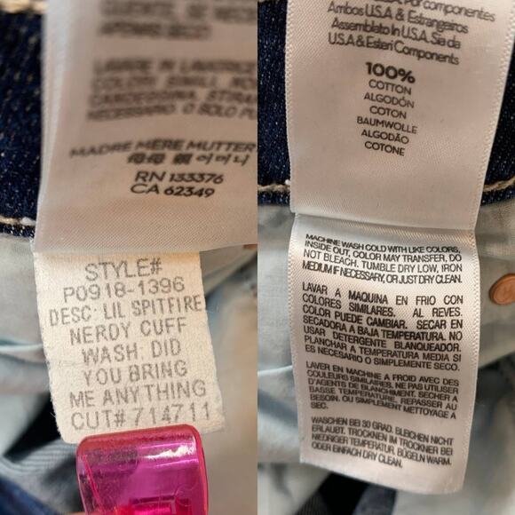 MOTHER Lil Spitfire Nerdy Cuff Jeans 26 Did You Bring Me Anything High Rise USA - Picture 15 of 16